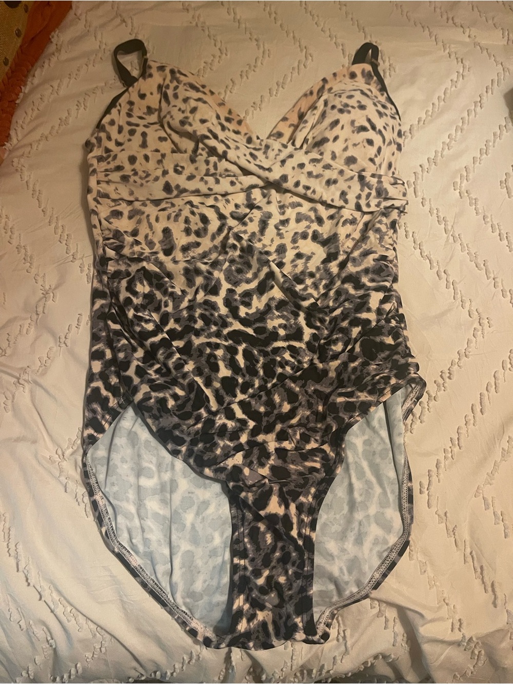 Calvin Klein Leopard Print One-Piece Swimsuit - Black and Cream